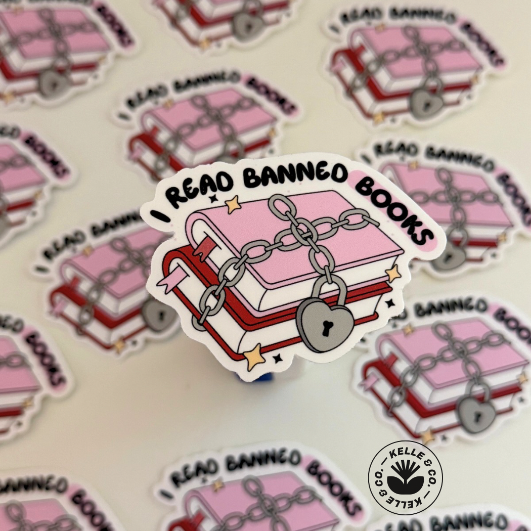 “Read banned books” sticker | funny book sticker | kindle 