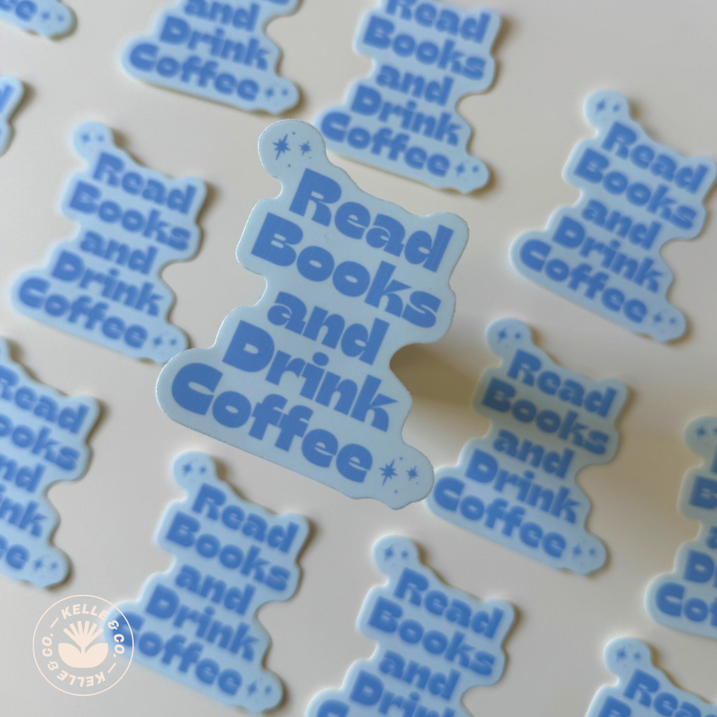 Vinyl Sticker Drink Coffee Read Books | Book sticker Coffee