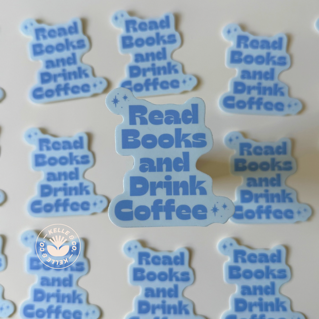Vinyl Sticker Drink Coffee Read Books | Book sticker Coffee