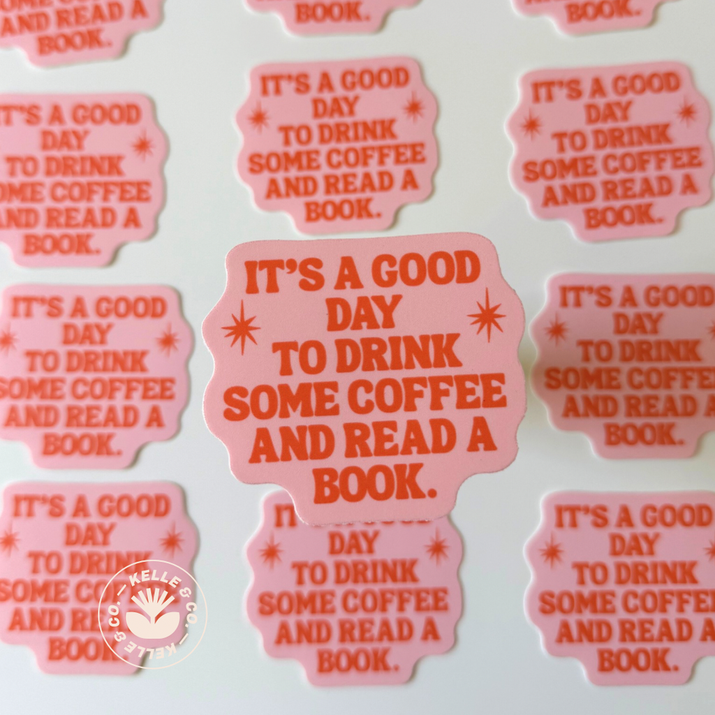 Vinyl Sticker Drink Coffee Read Books | Book sticker Coffee