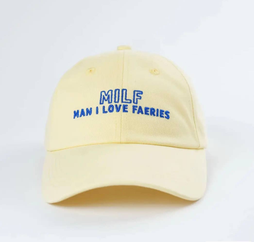 Bookish Dad Hat (Man I Love Faeries): Yellow